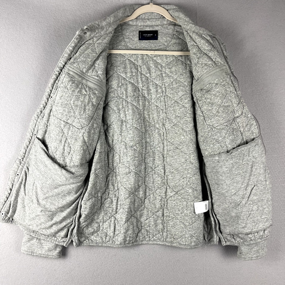 Lucky Brand Quilted Jacket Mens Medium Gray Shacket Full Zip Pocket Casual - Picture 13 of 16